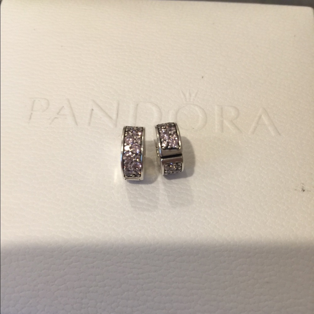 2 Pandora “shining elegance” light pink clips